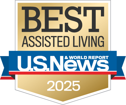 U.S. News 2025 Best Assisted Living award badge recognizing Arrow Senior Living communities for outstanding support and care in assisted living